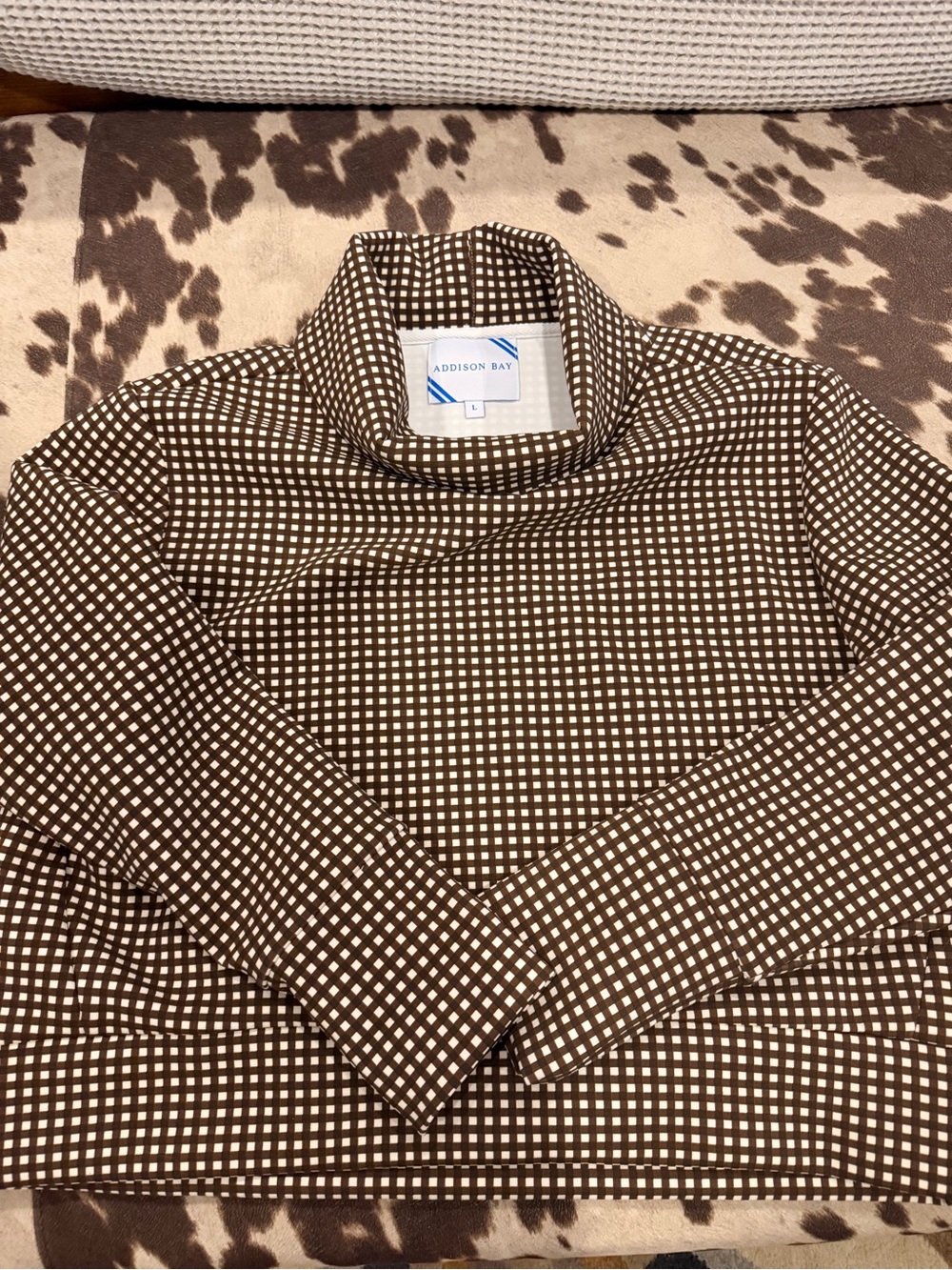 Addison Bay Brown and Cream Check Turtleneck Sweater